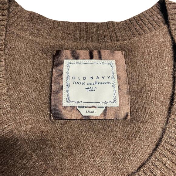 OLD NAVY 2007 Collection 100% Cashmere Brown Scoop Neck Sweater Size S *mended* - Picture 8 of 9